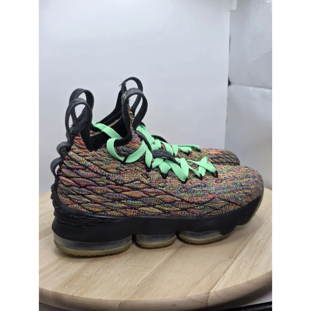 Youth Size 4Y Nike LeBron 15 Shoes Multicolor Flyknit Basketball 922811-901 Rare - Picture 3 of 9